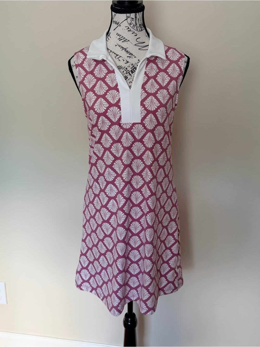 Sigrid Olsen Sleeveless Pink and White Patterned Polo Dress